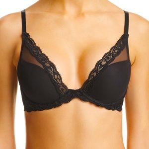 Black Natori Feathers Plunge Bra